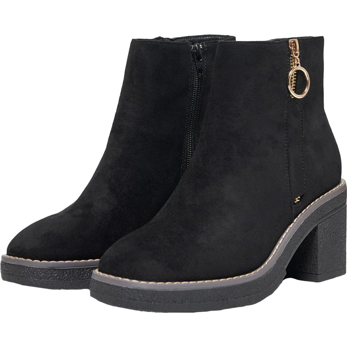 Schwarze Stiefeletten mit Blockabsatz