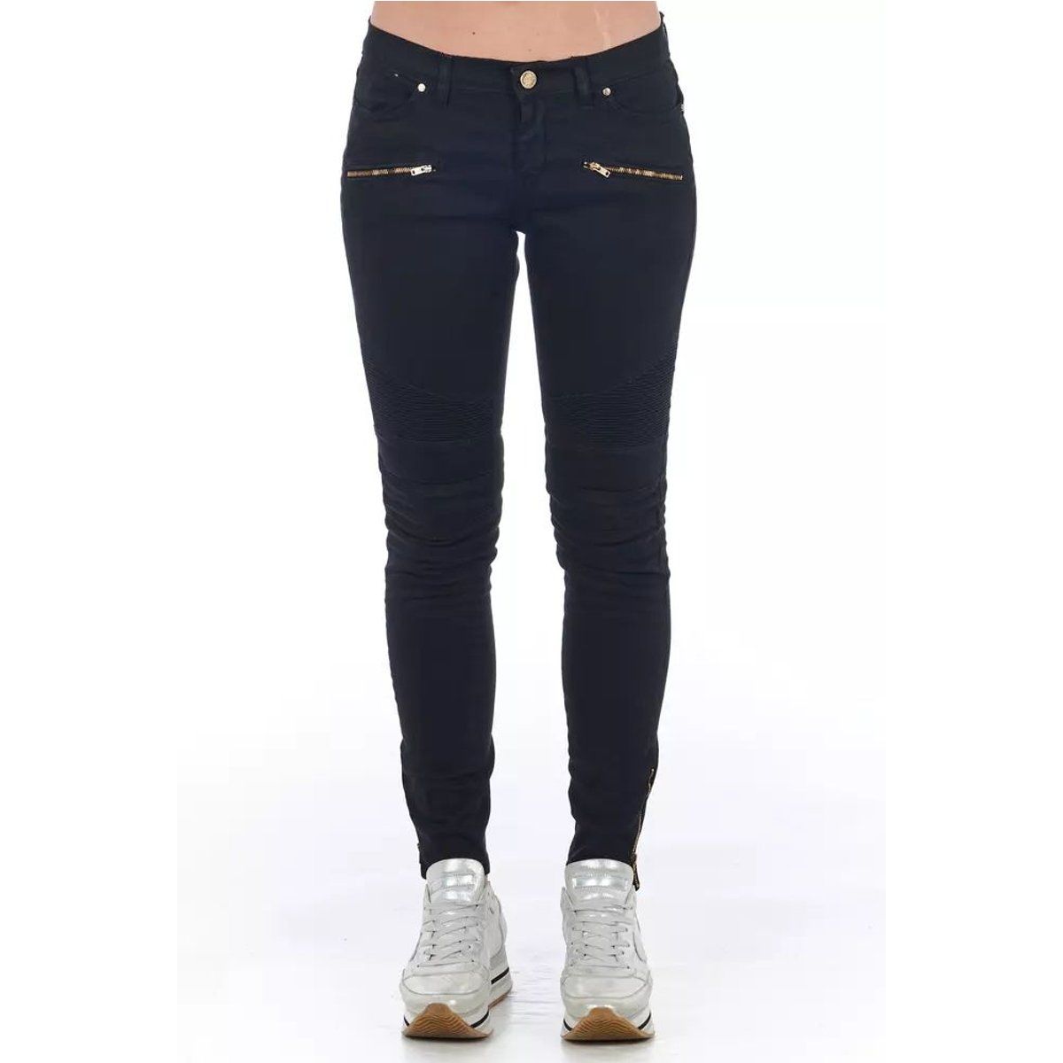 Motostyle Skinny Jeans mit goldenen Reißverschlüssen