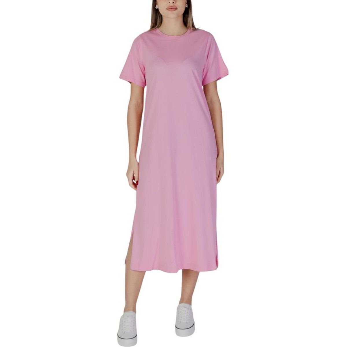 T-Shirt Kleid Midi Kleid Rosa Lässig