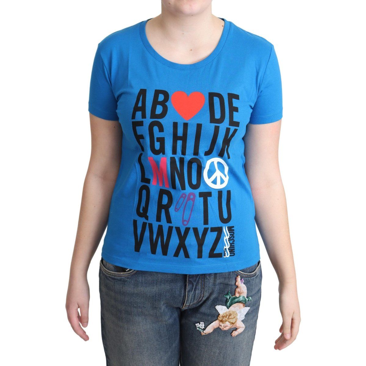 Alphabet T-Shirt mit kurzem Arm und Rundhalsausschnitt