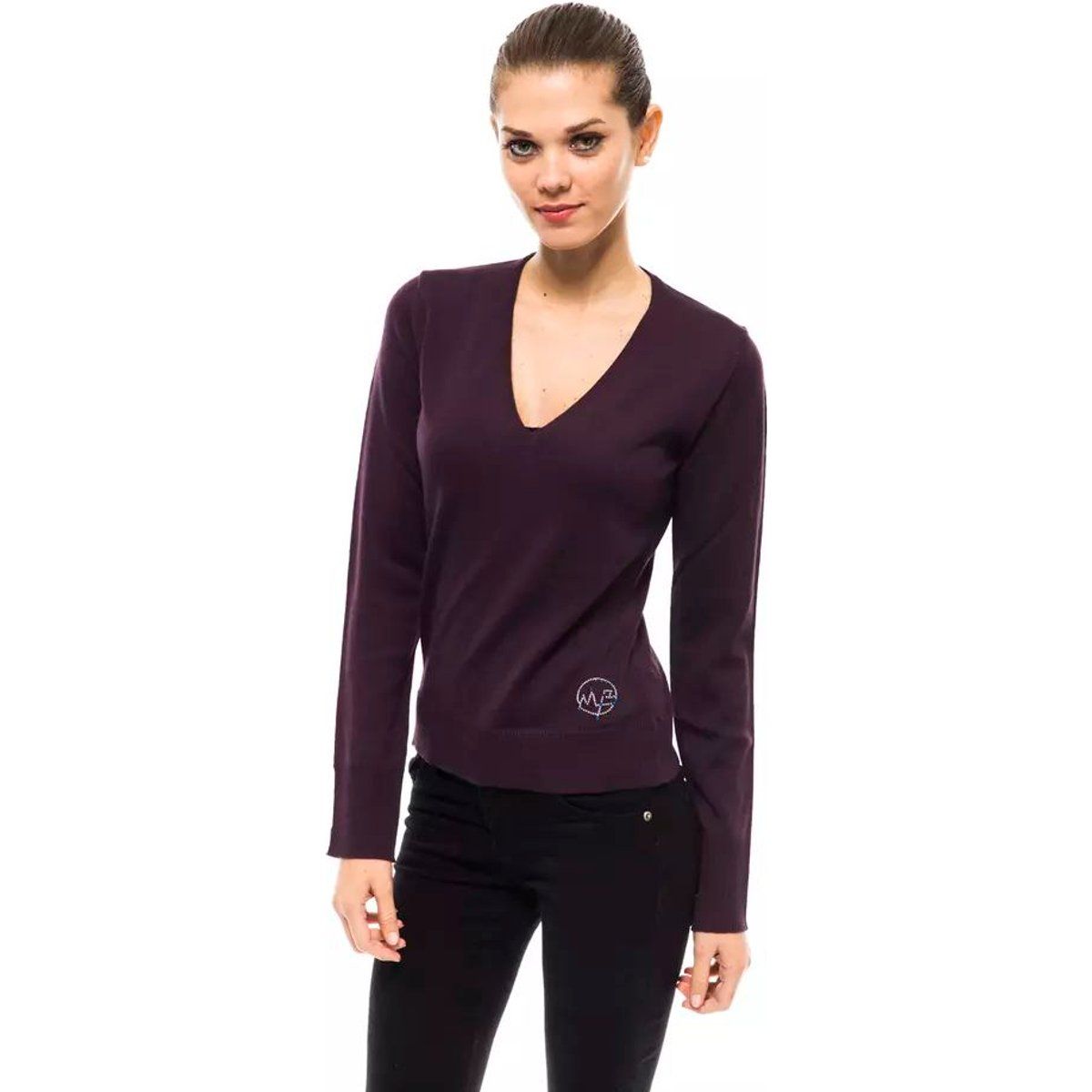 V-Ausschnitt Merinowollpullover Slim Fit