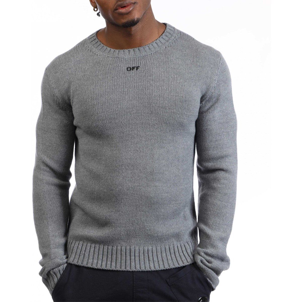 Herren Wollmischung Rundhals-Pullover