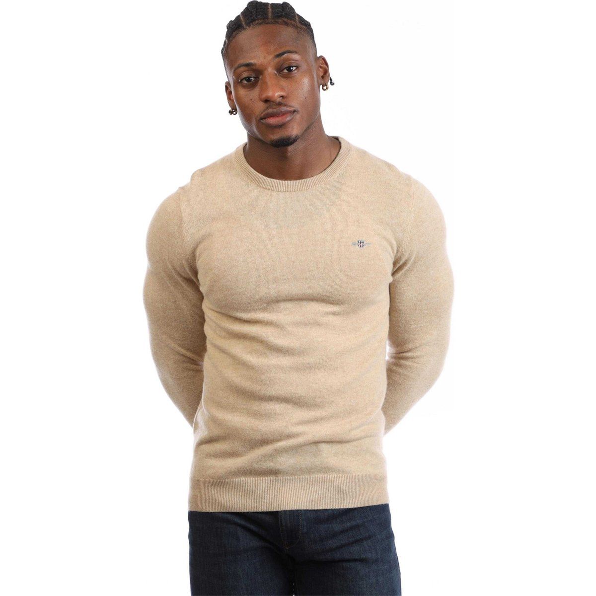 Herren Pullover mit Rundhalsausschnitt aus Lammmischung