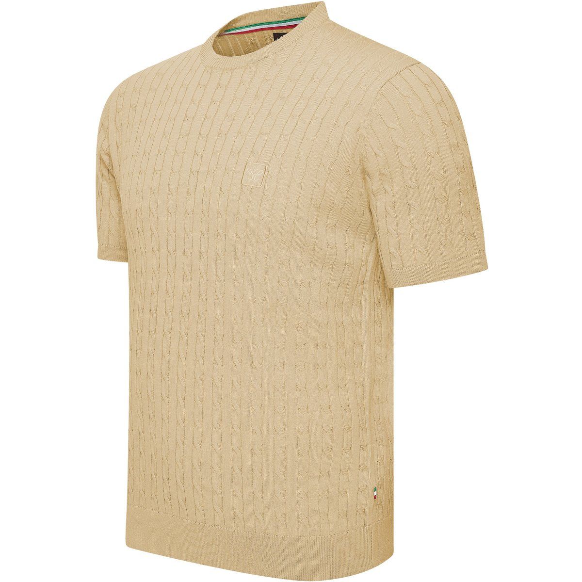 Kurzärmeliges Zopfmuster-T-Shirt