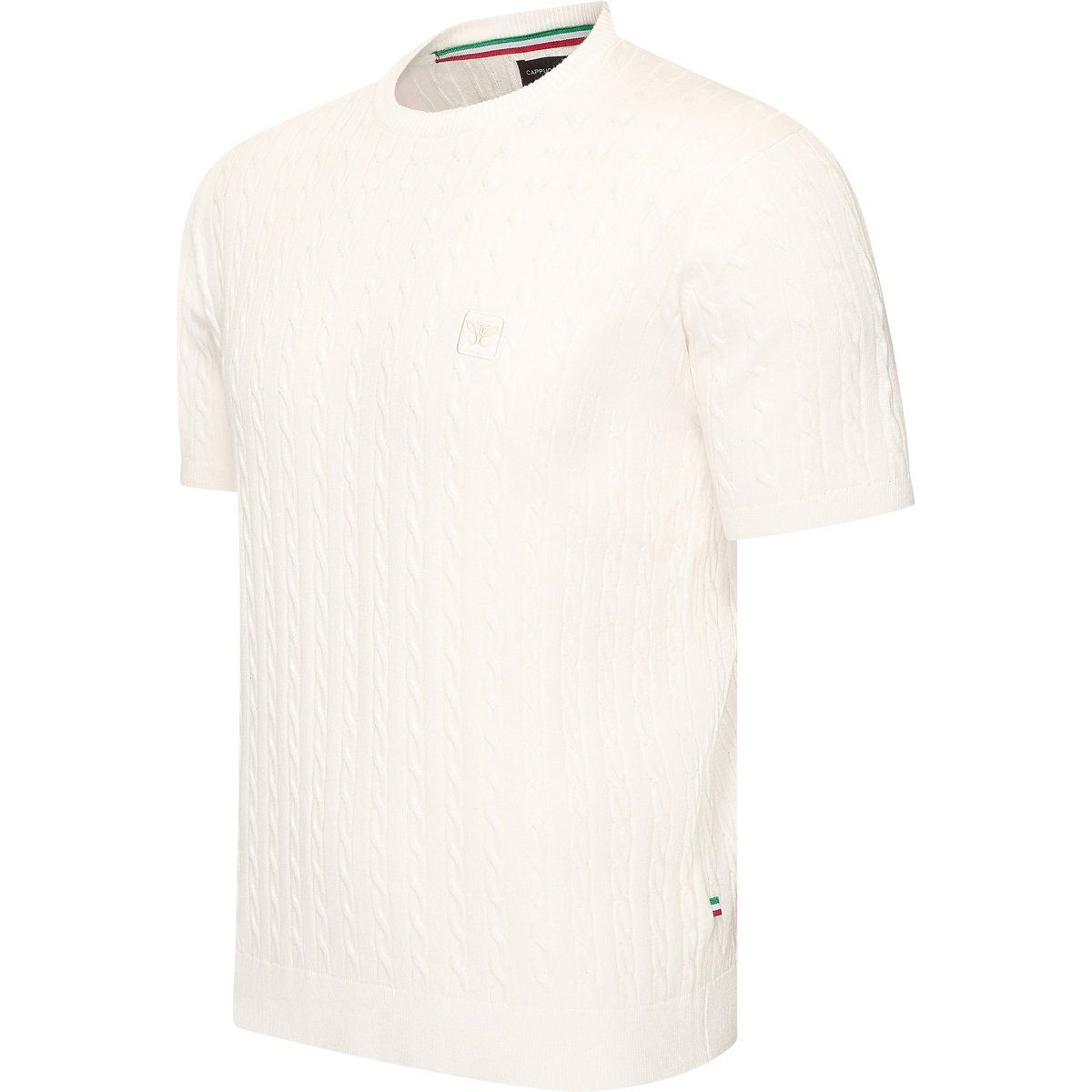 Kurzarmshirt mit Zopfmuster