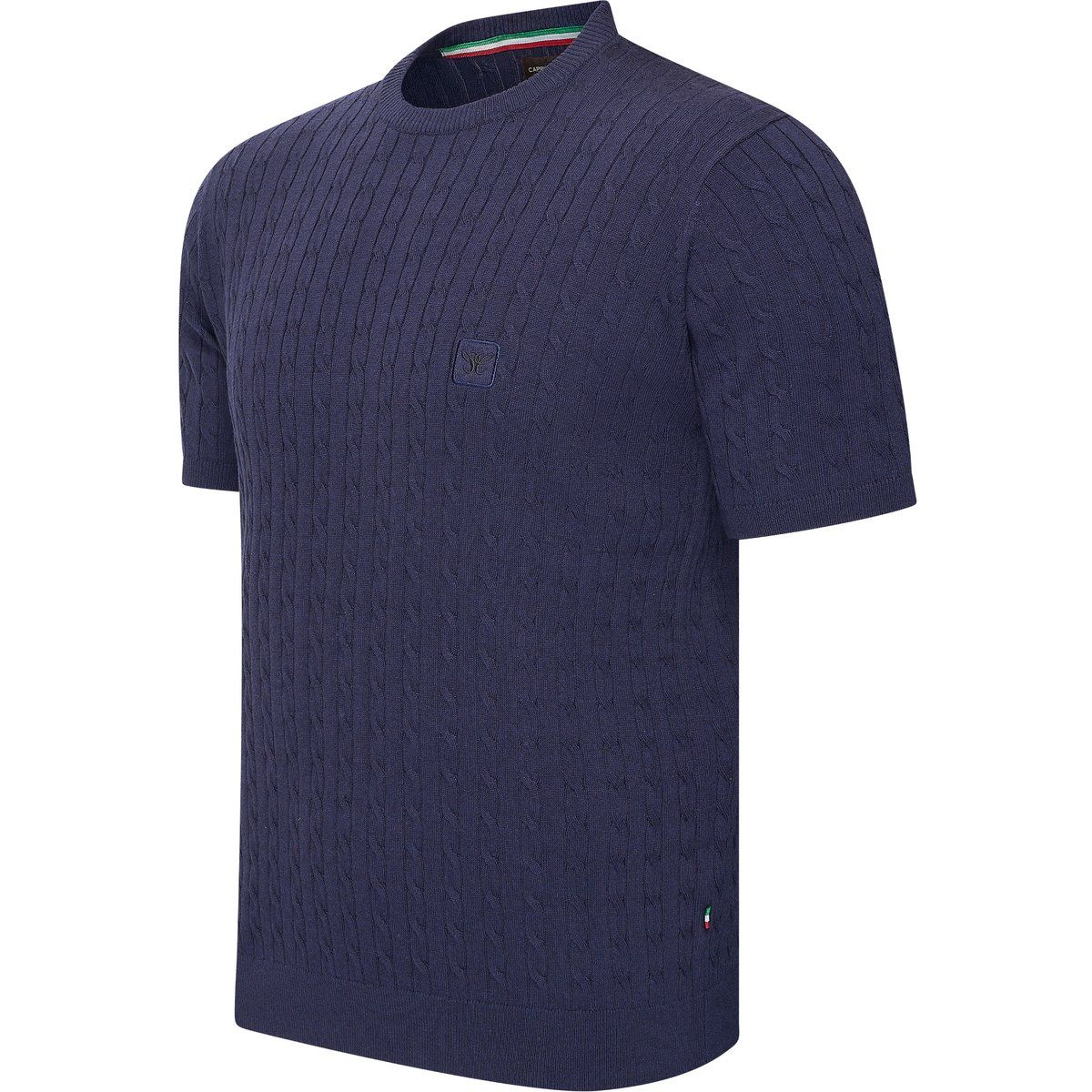 Kurzärmeliges Zopfmuster-T-Shirt