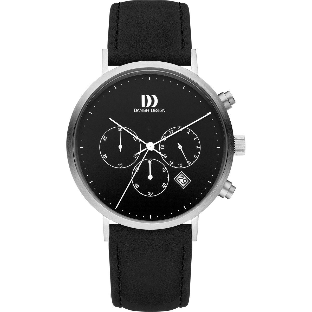 Minimalistische Chronographenuhr mit schwarzem Armband