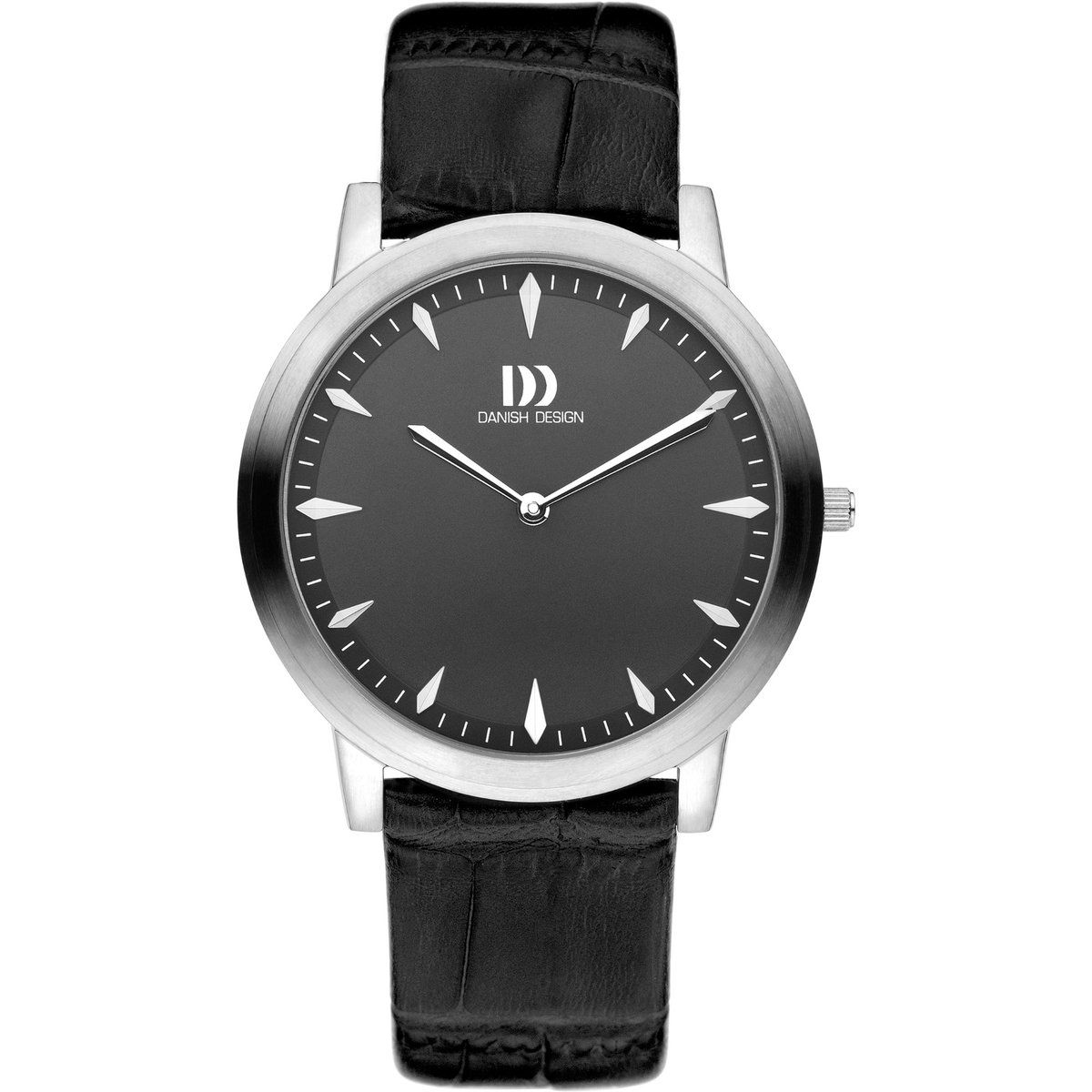 Silbernes Gehäuse Schwarzes Zifferblatt Uhr