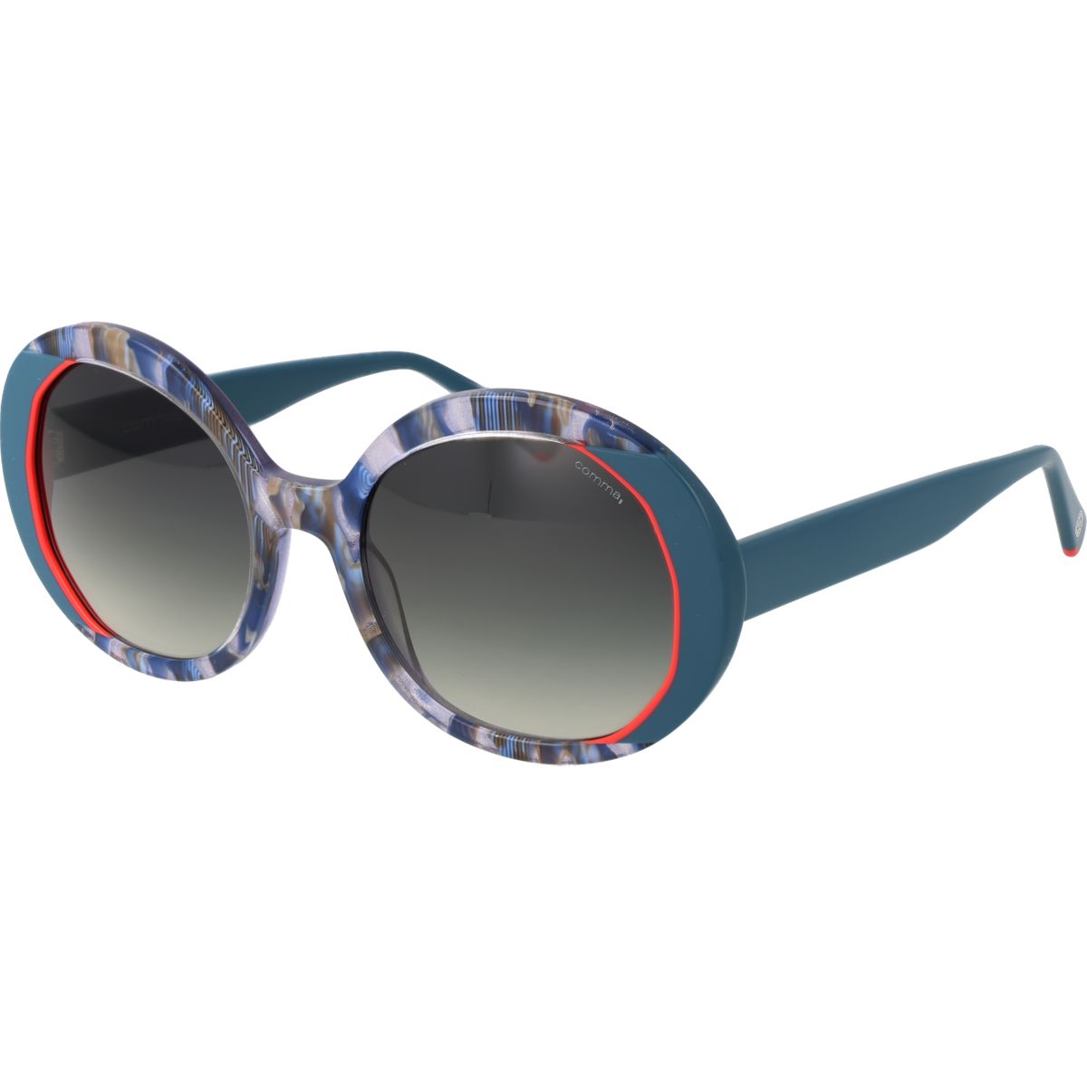 Runde Acetat Sonnenbrille mit rotem Detail