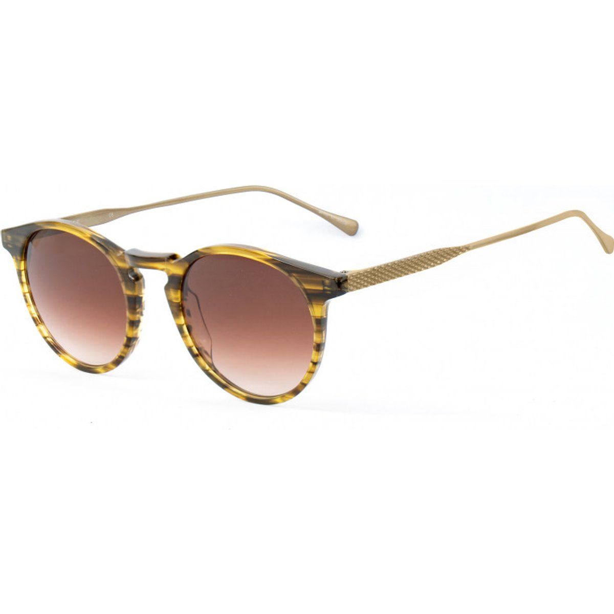 Sonnenbrille mit rundem Rahmen und braunen Gläsern