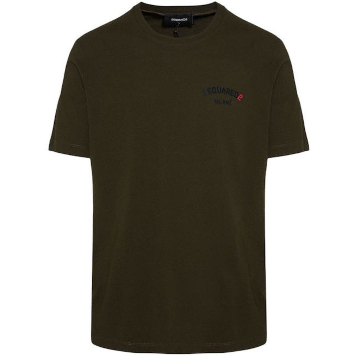 Olivgrünes T-Shirt mit Rundhalsausschnitt