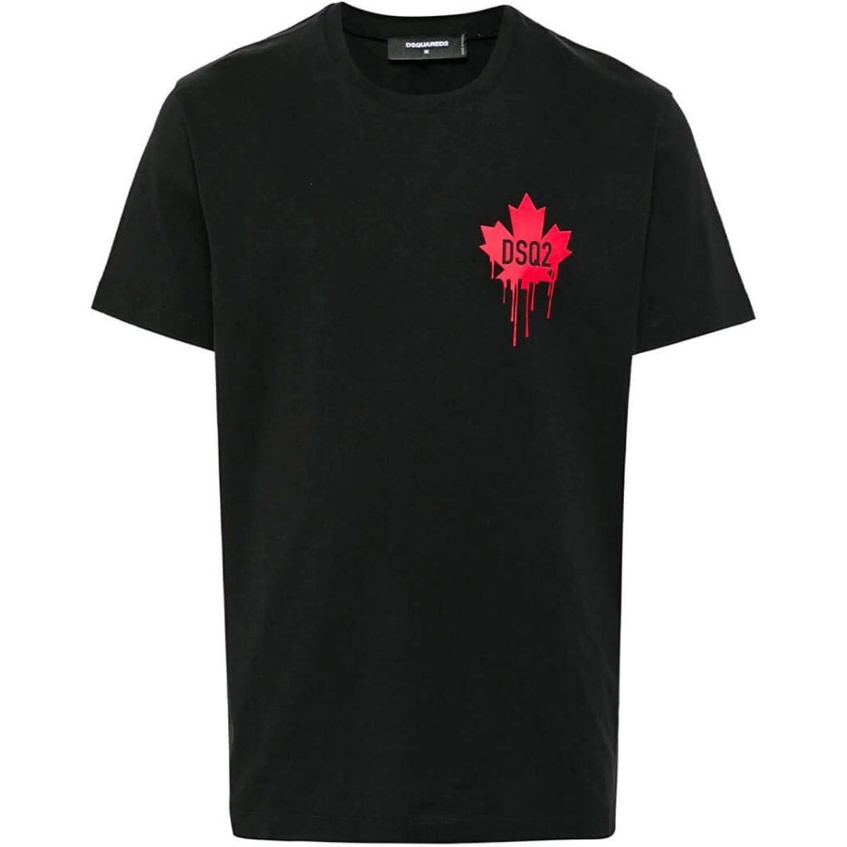 Schwarzes Baumwoll-T-Shirt mit Logo-Print