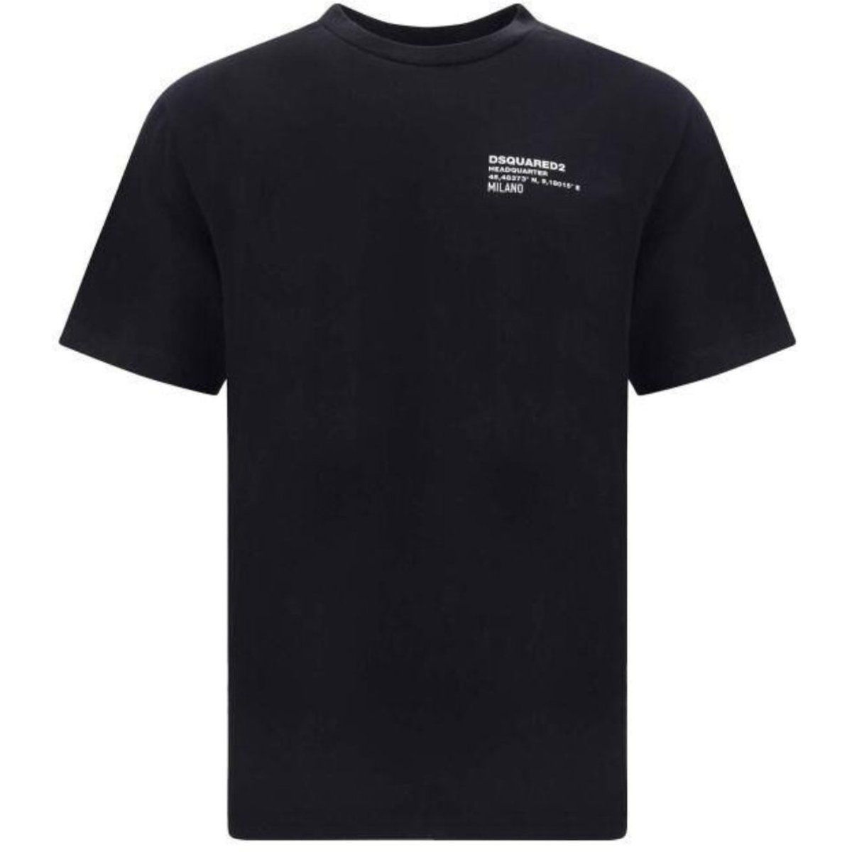 Schwarzes Baumwoll-T-Shirt mit Logo-Print