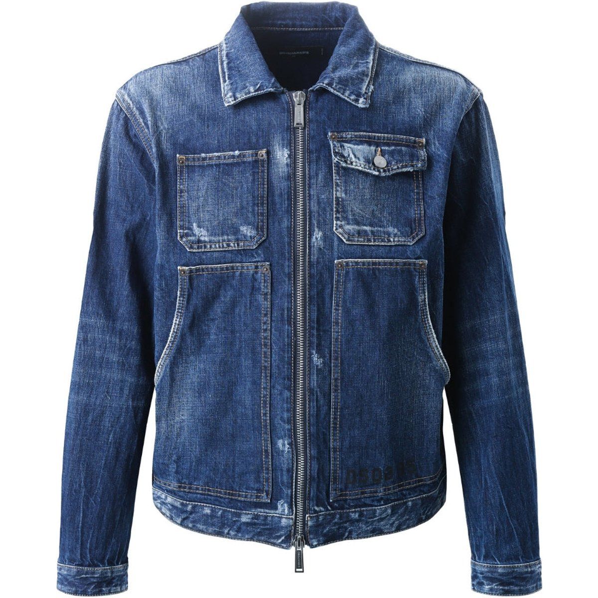 Dunkelblaue Jeansjacke im Carpenter-Stil