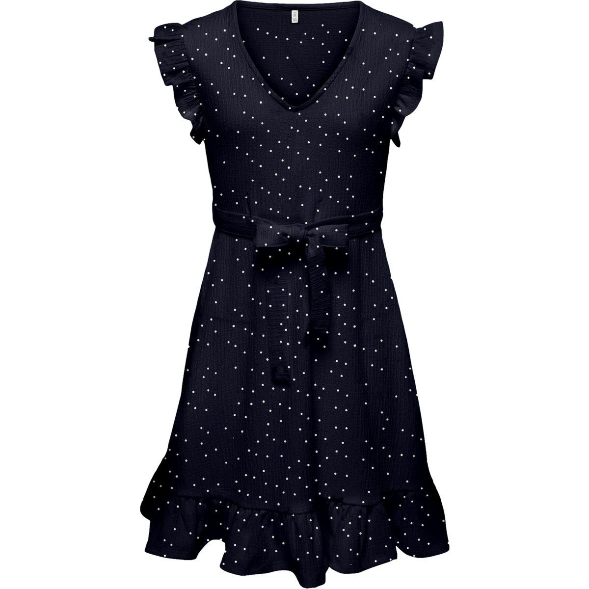Gepunktetes Rüschenkleid für Mädchen in Marineblau