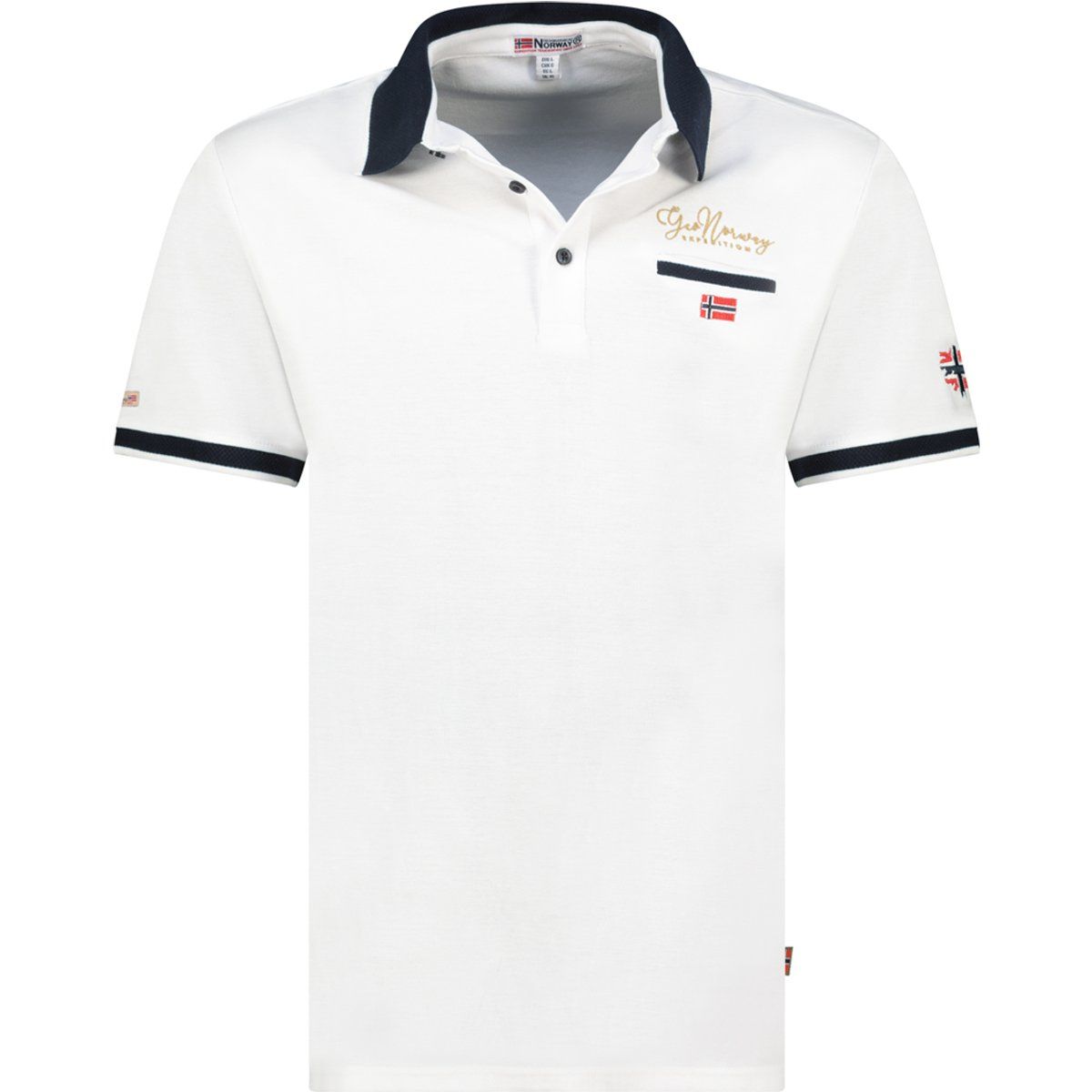 Geo Norway Weißes Baumwoll-Poloshirt