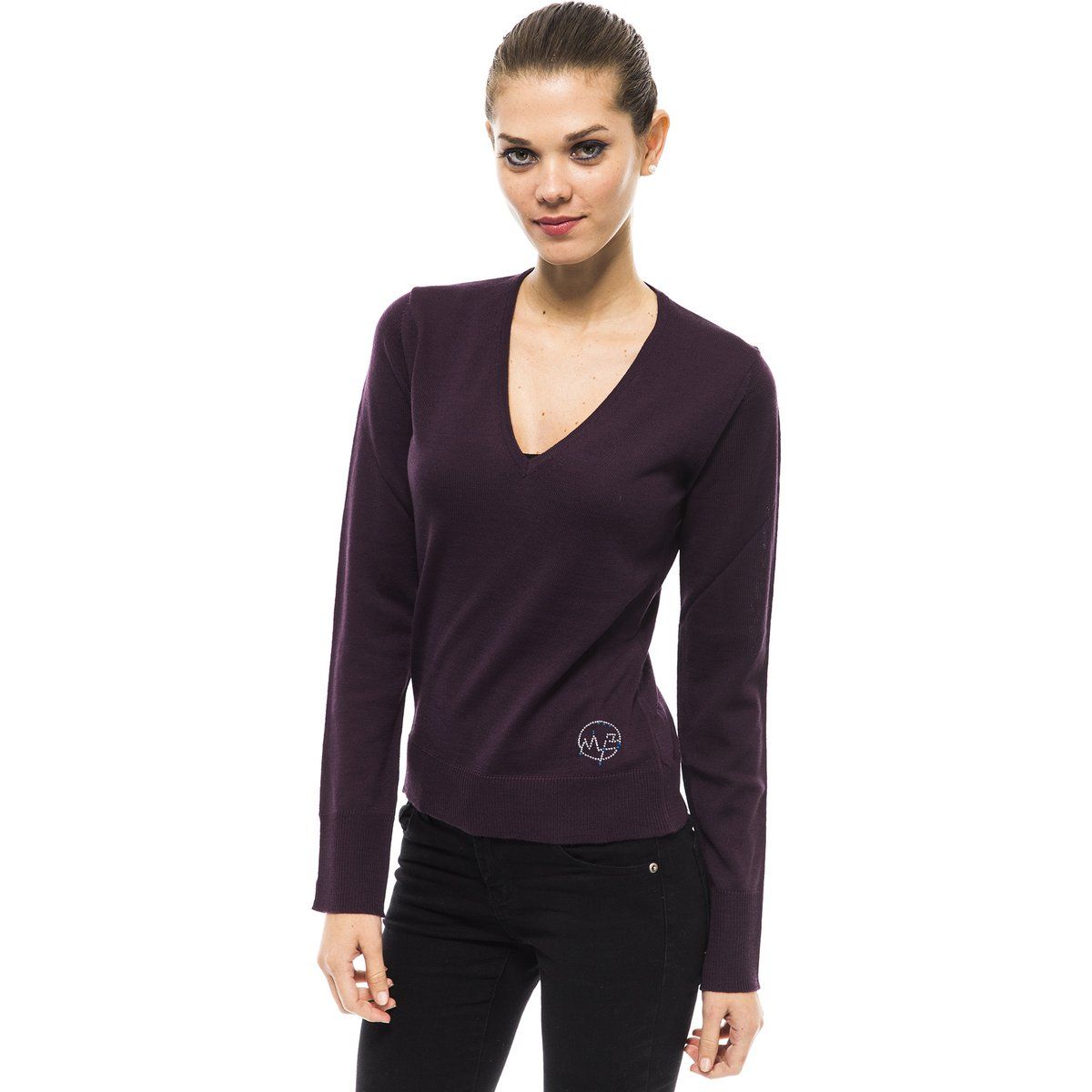 Damen V-Ausschnitt Strickpullover
