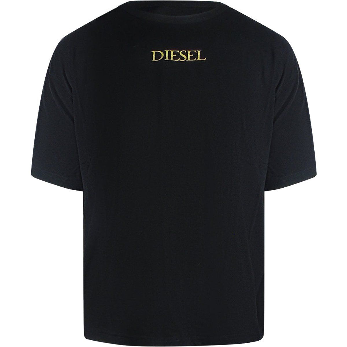 Schwarzes T-Shirt in lockerer Passform mit goldenem Logo