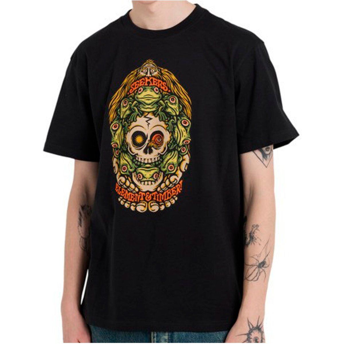 Schwarzes T-Shirt mit Totenkopf-Grafikdruck