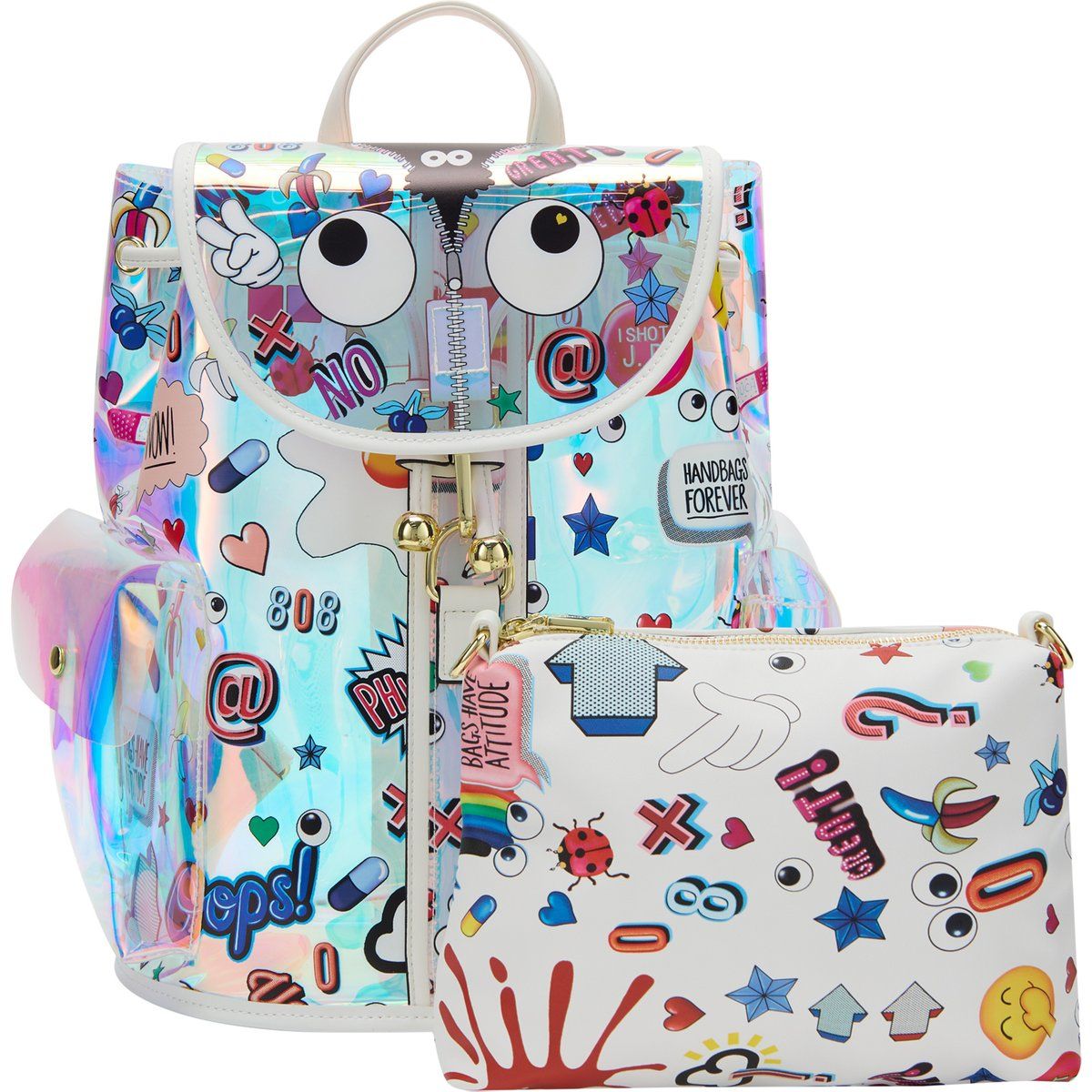 Verspieltes Holografisches 2-in-1 Rucksack-Set