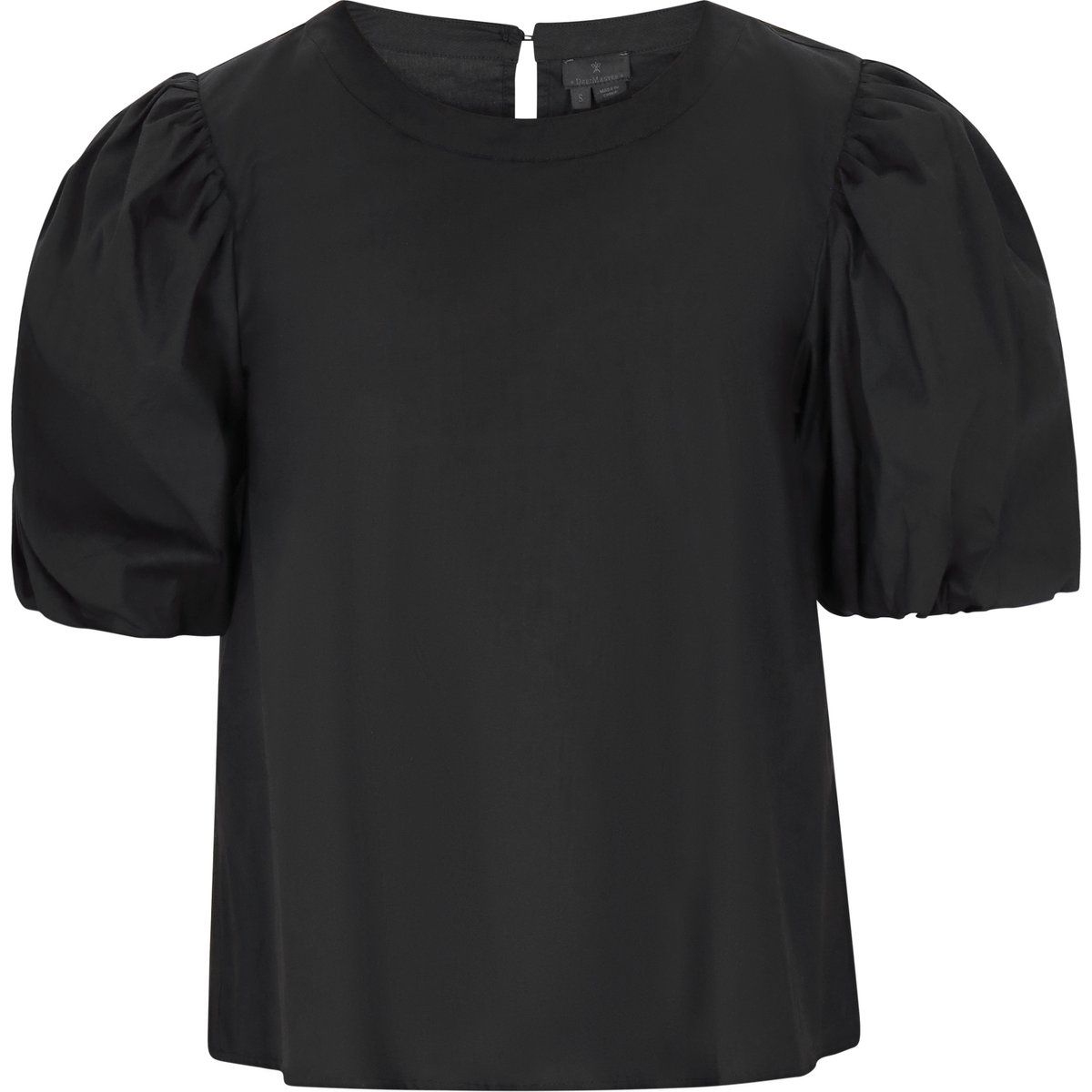 Puffärmel Bluse mit Rundhalsausschnitt