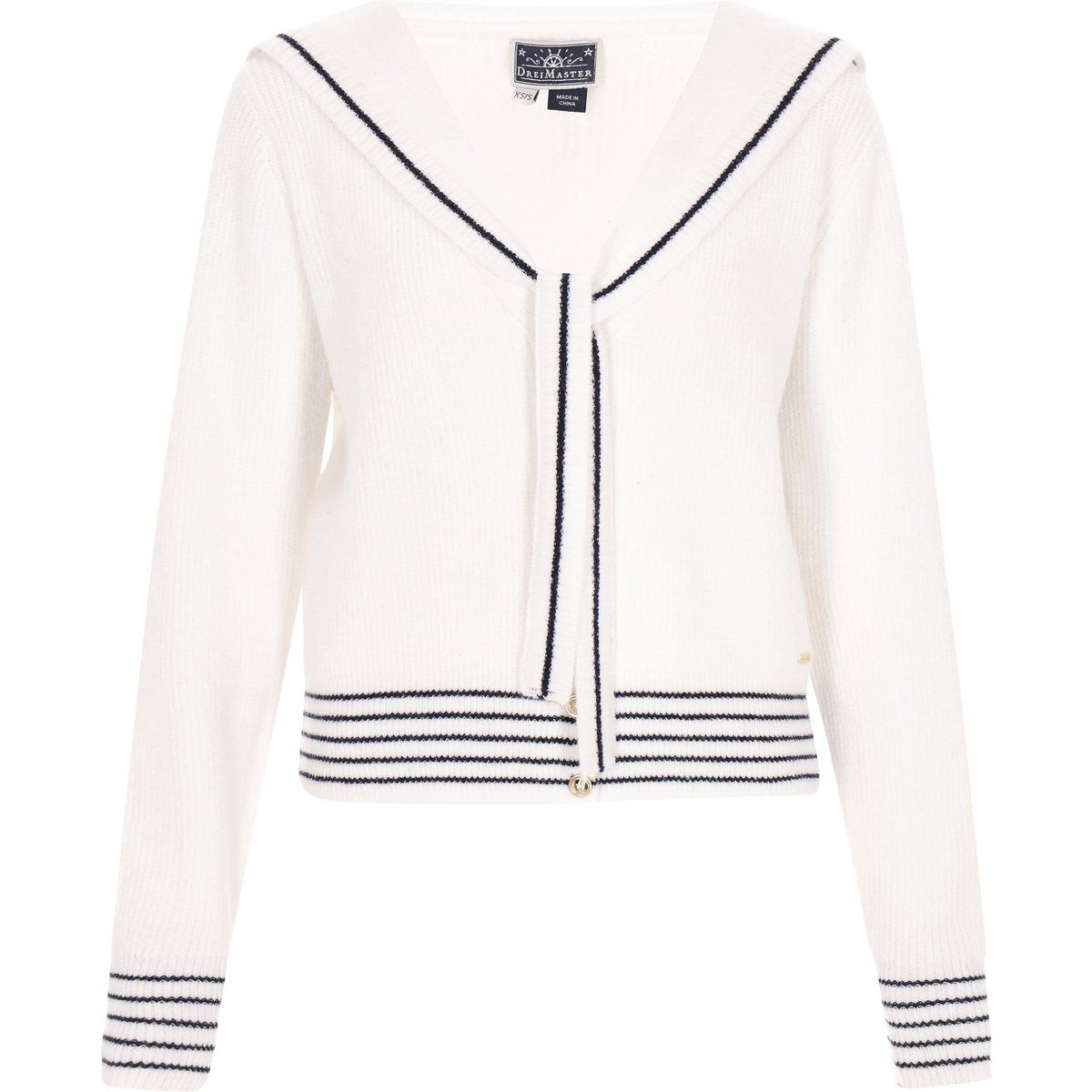 Dreimaster Strickjacke Frauen Cremeweiß, Marineblau