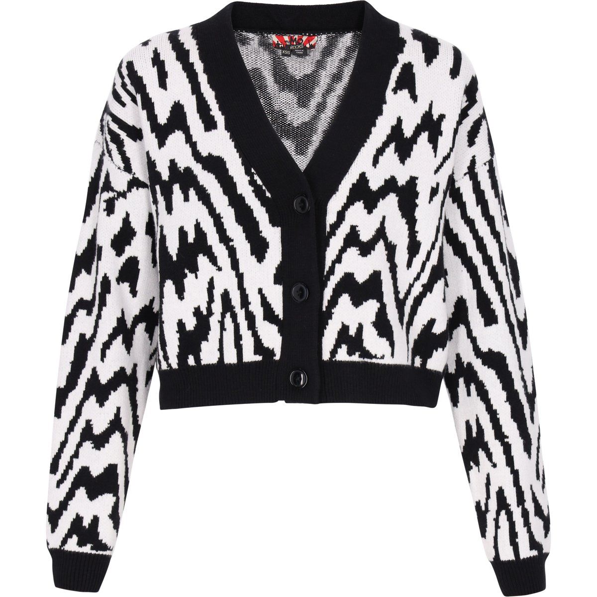 Mymo Strickjacke Frauen schwarz-weiß