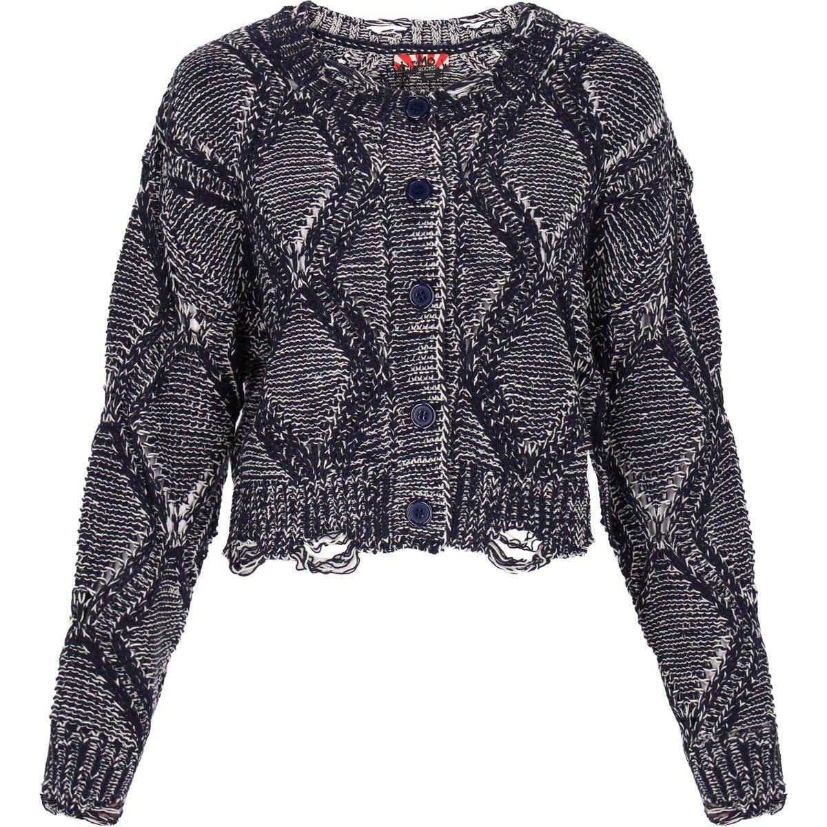 Mymo Strickjacke Frauen marineblau cremeweiß