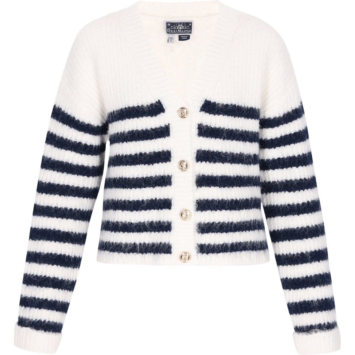 Dreimaster Strickjacke Frauen Cremeweiß, Marineblau