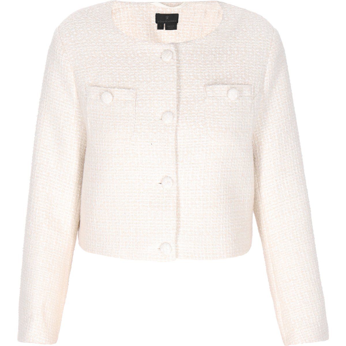 Eleganter, cremefarbener Bouclé Blazer in Kurzform