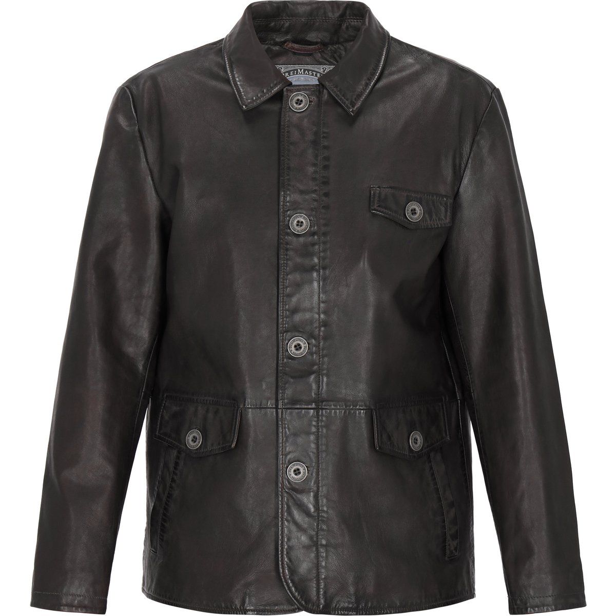 Herren Lederjacke mit Knopfleiste in Braun