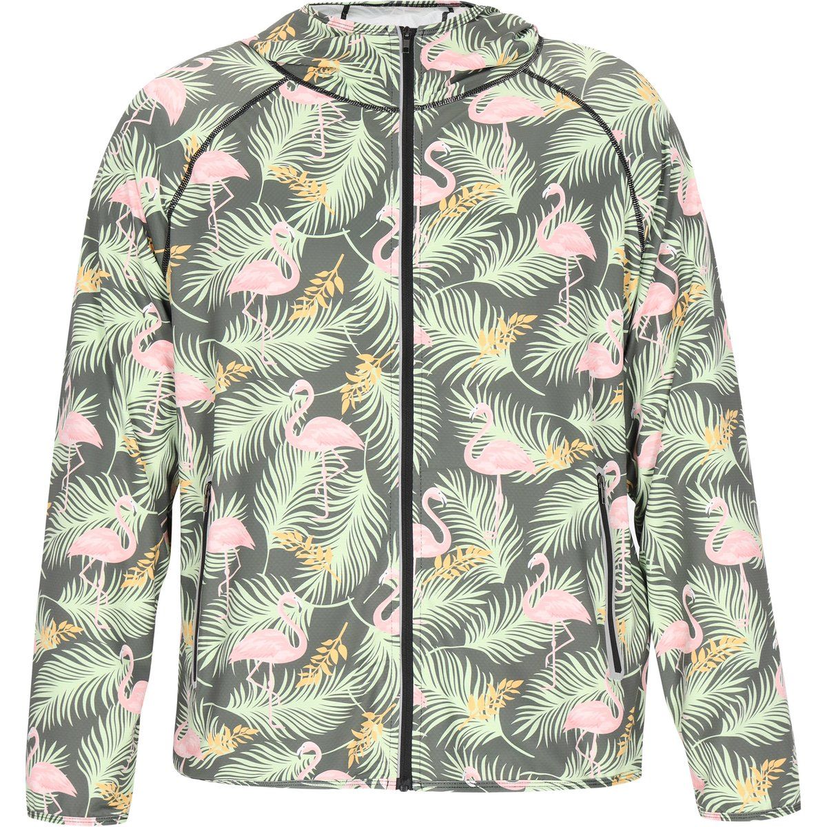 Windbreaker mit Kapuze und Flamingo-Print