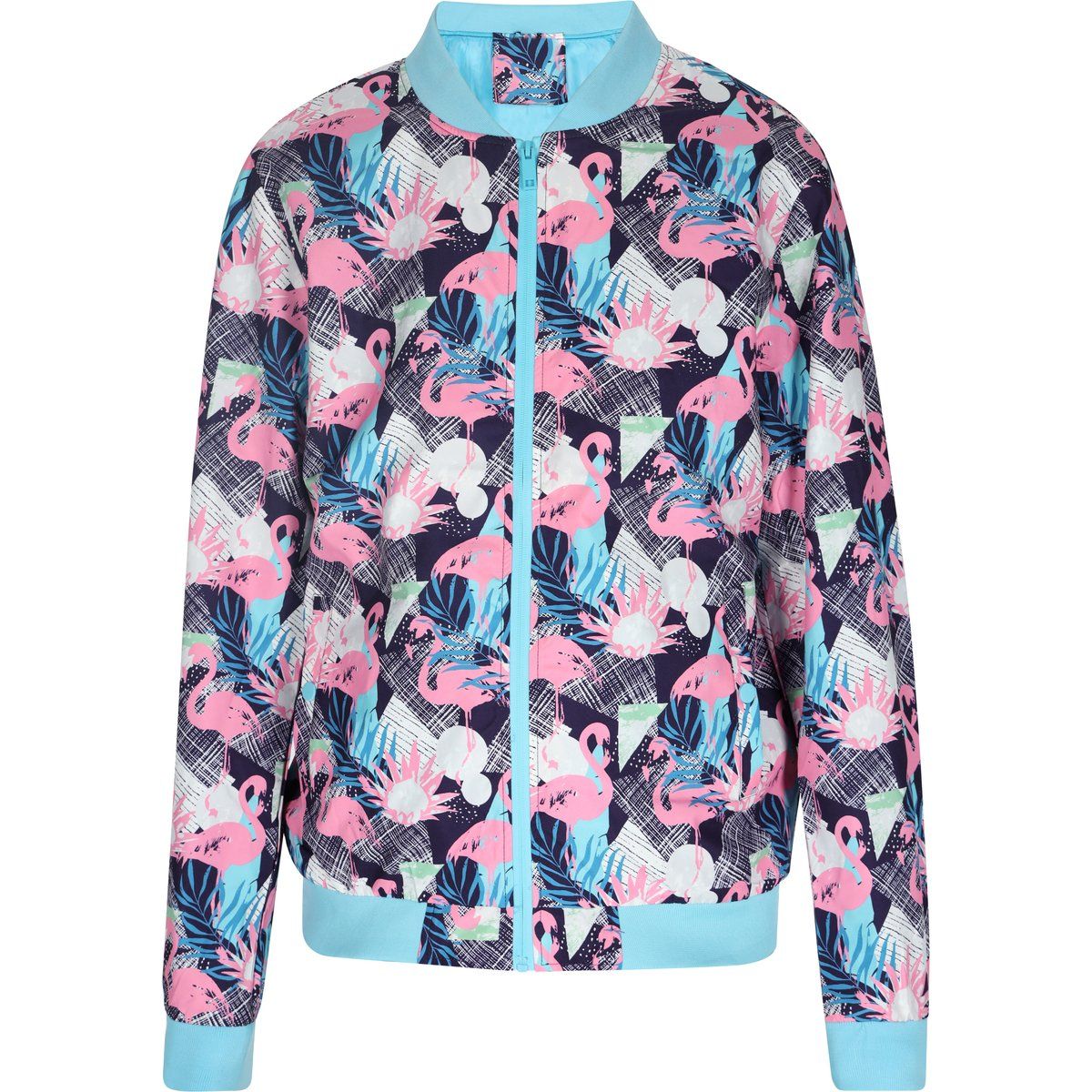 Bomberjacke mit tropischem Flamingo-Print