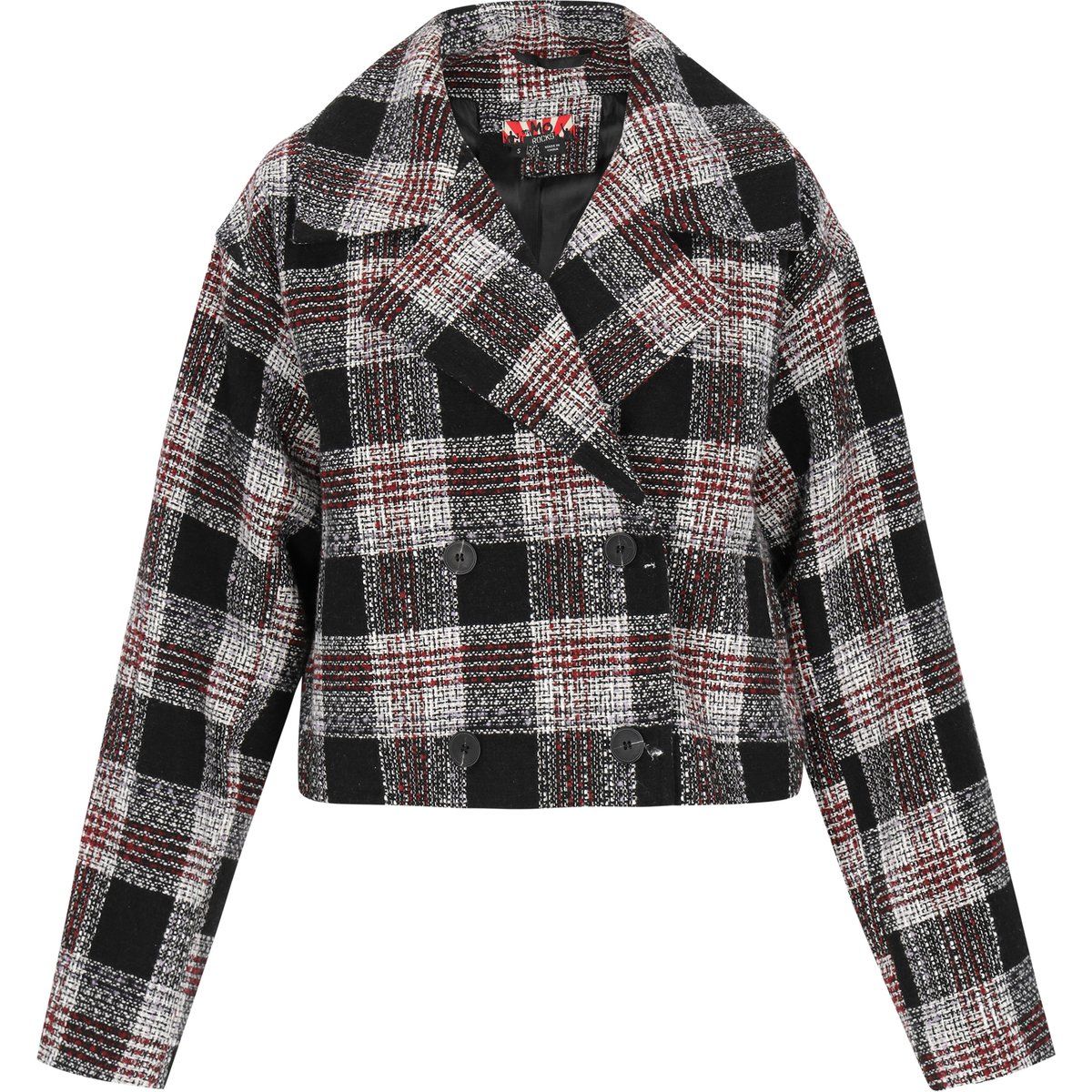 Kurze karierte Doppelreiher-Jacke