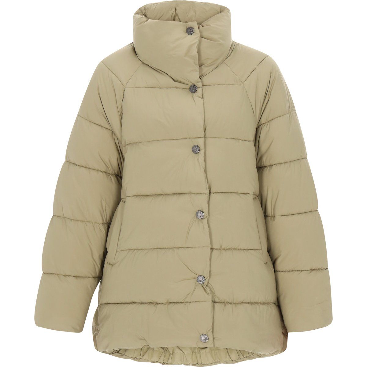 Gesteppte Jacke mit Knopfleiste und Stehkragen