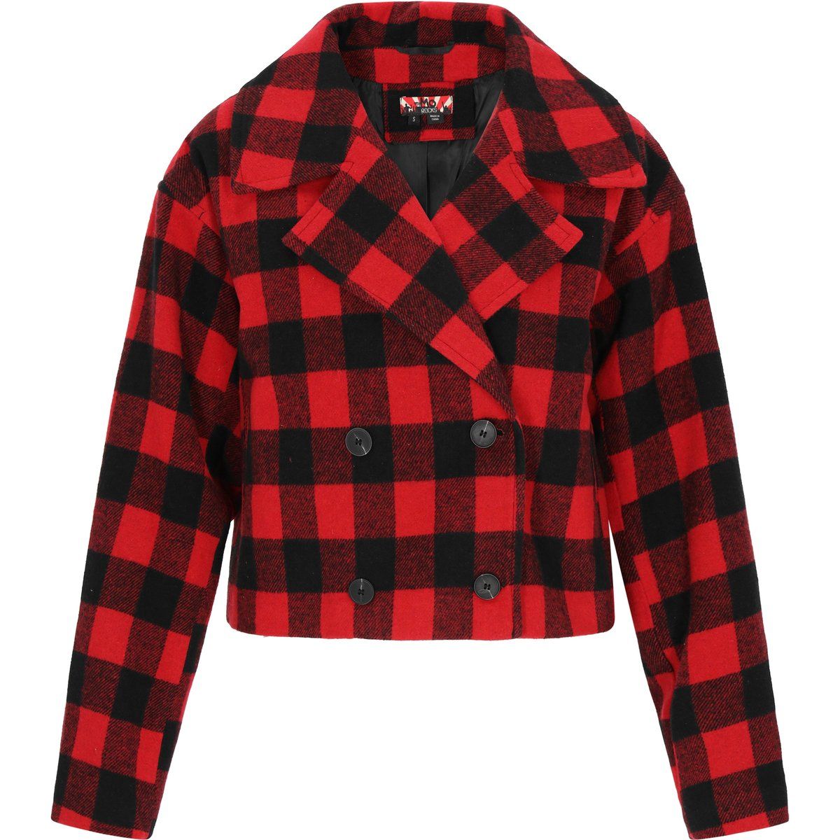 Rot-schwarze Jacke mit Büffel-Karomuster