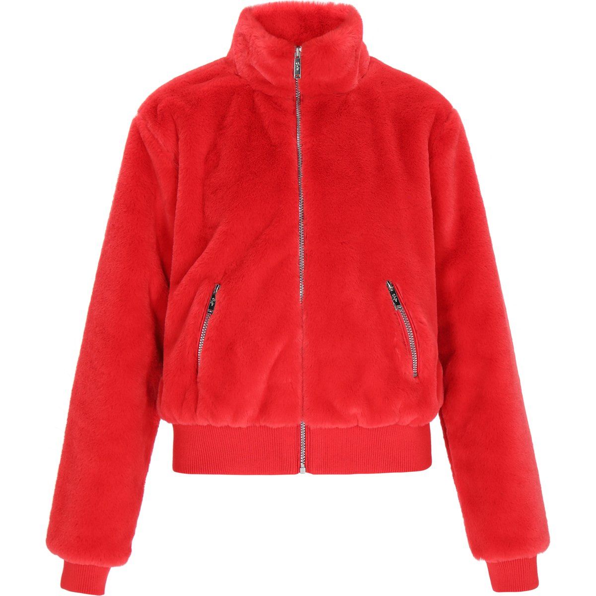 Bomberjacke mit Reißverschluss aus Kunstfell