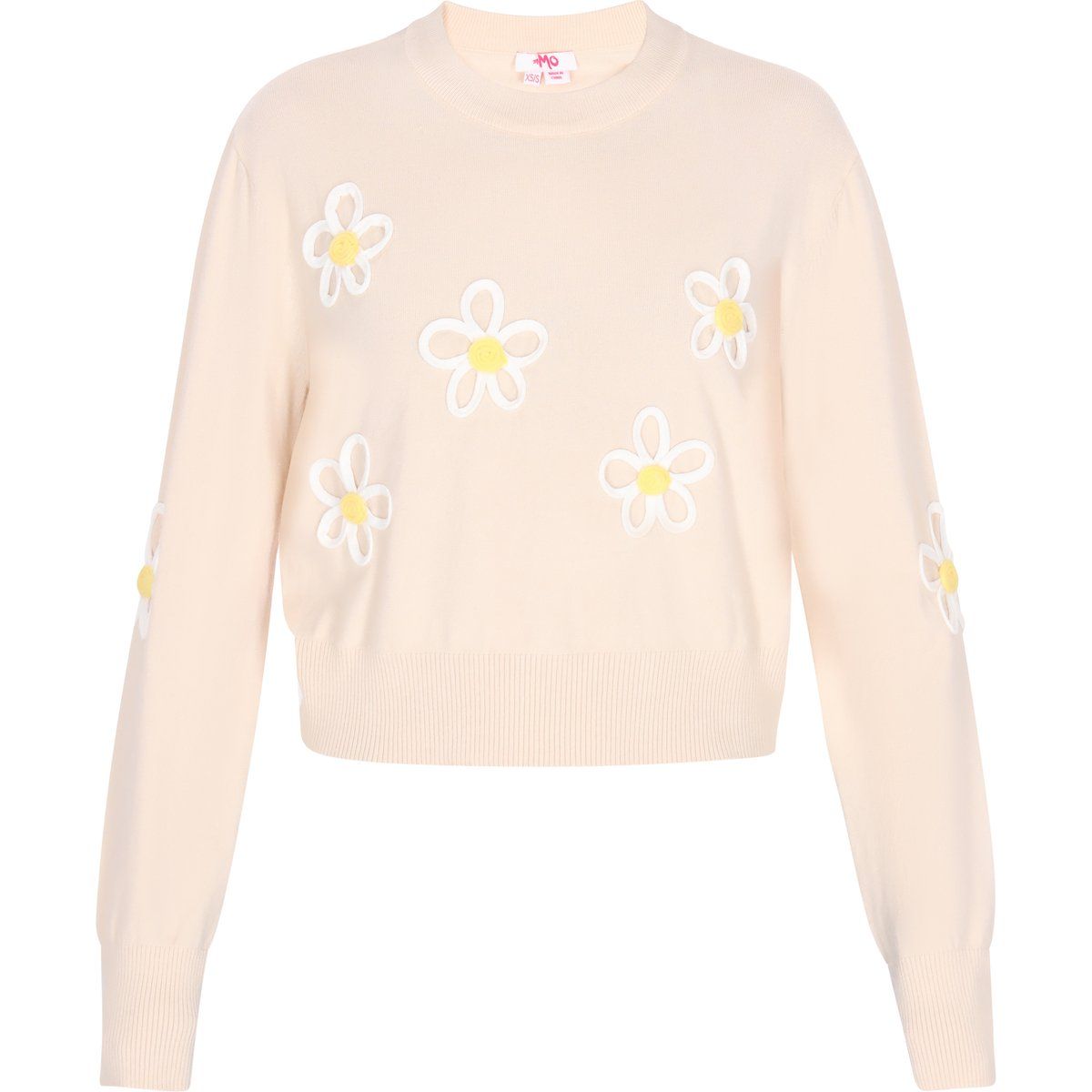 Strickpullover mit floraler Stickerei