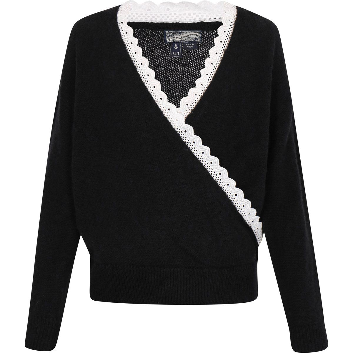 Wickelpullover mit Bogenkante aus Spitze