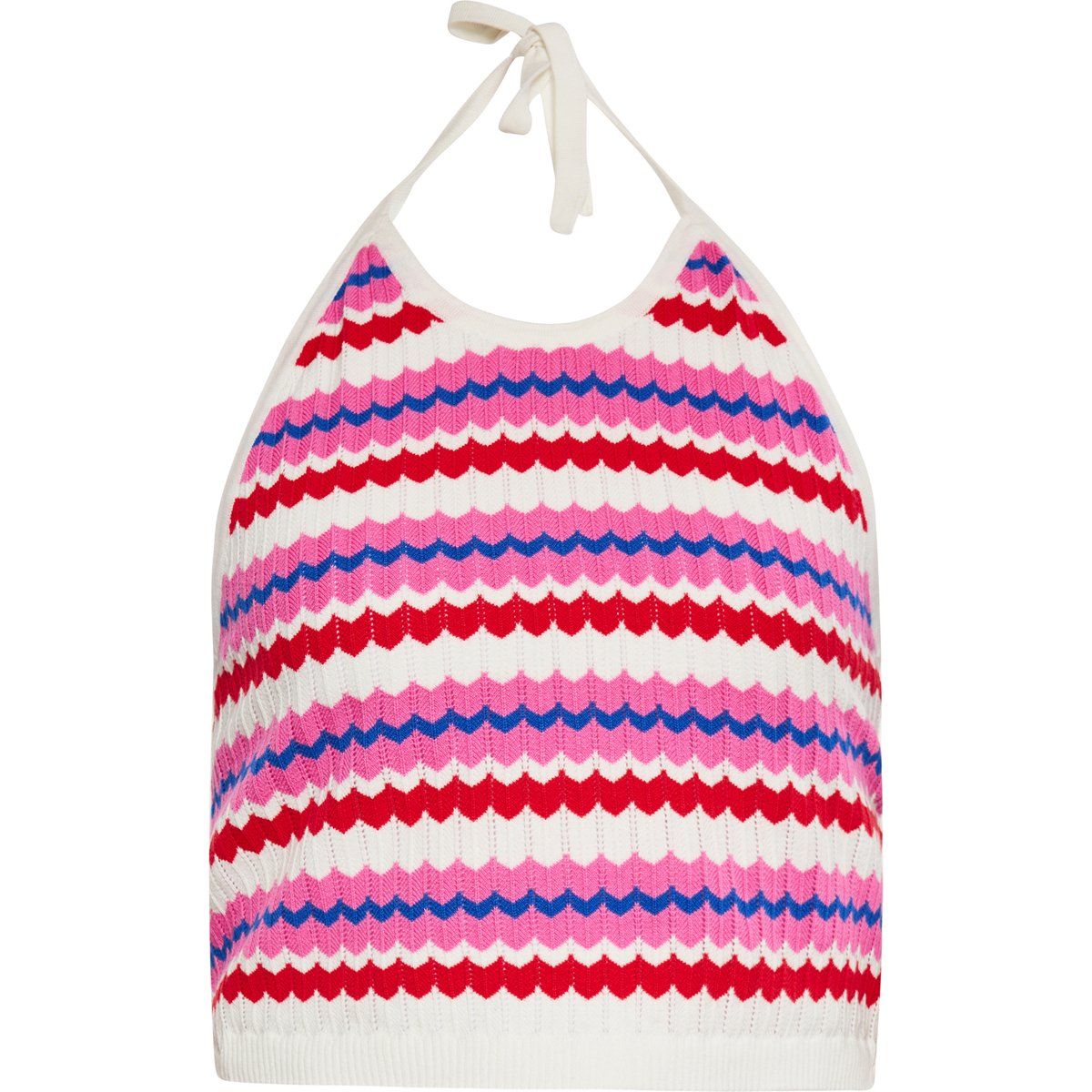 Gestreiftes Strick Neckholder Crop Top