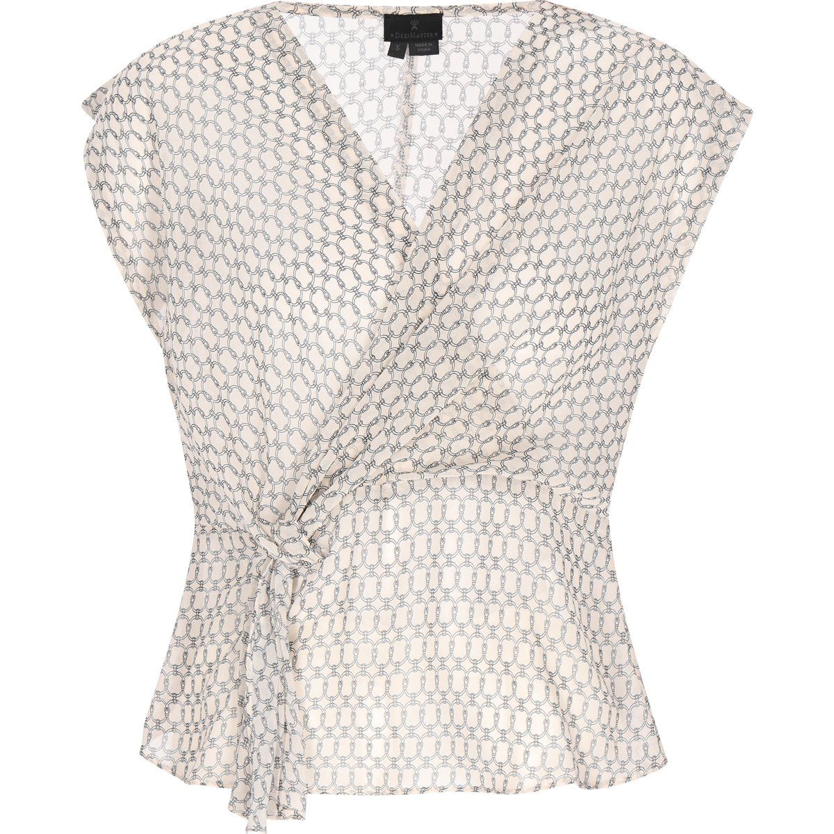 Wickelbluse mit Print und Bindedetail