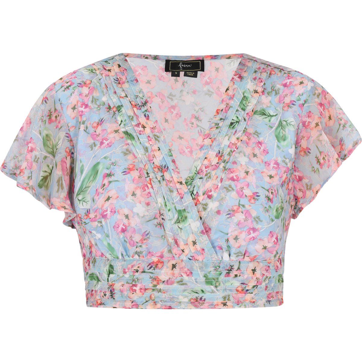 Kurzes Wickeloberteil mit Blumenmuster