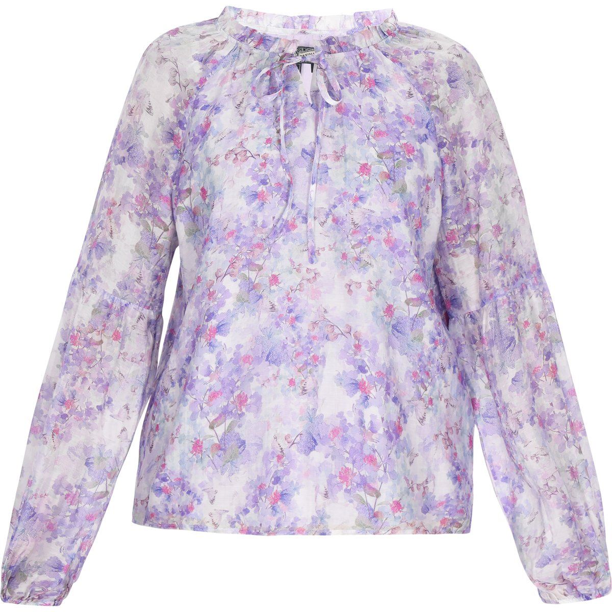 Chiffonbluse mit Blumendruck und Rüschen
