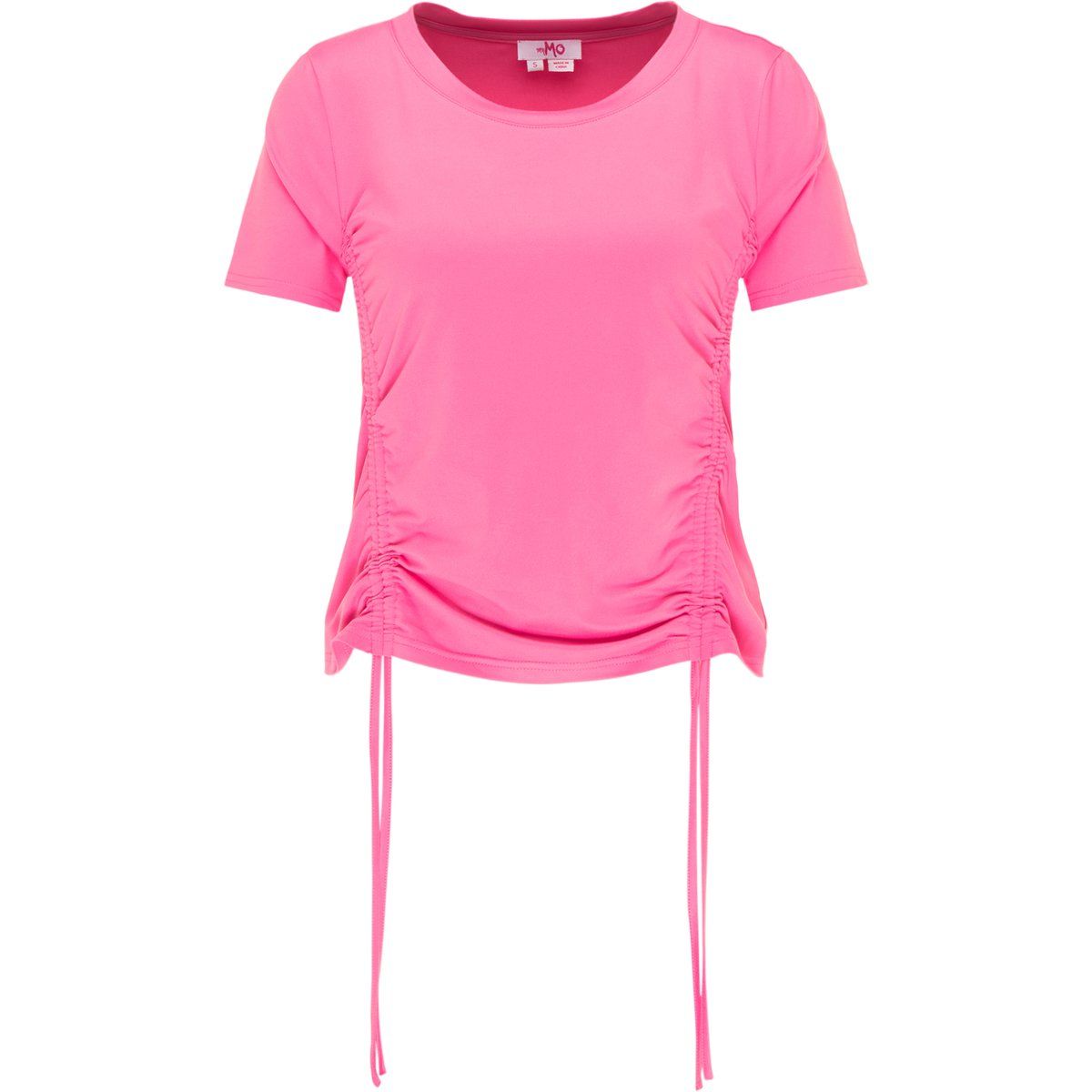 T-Shirt mit gerafften Seiten und Bindebändern