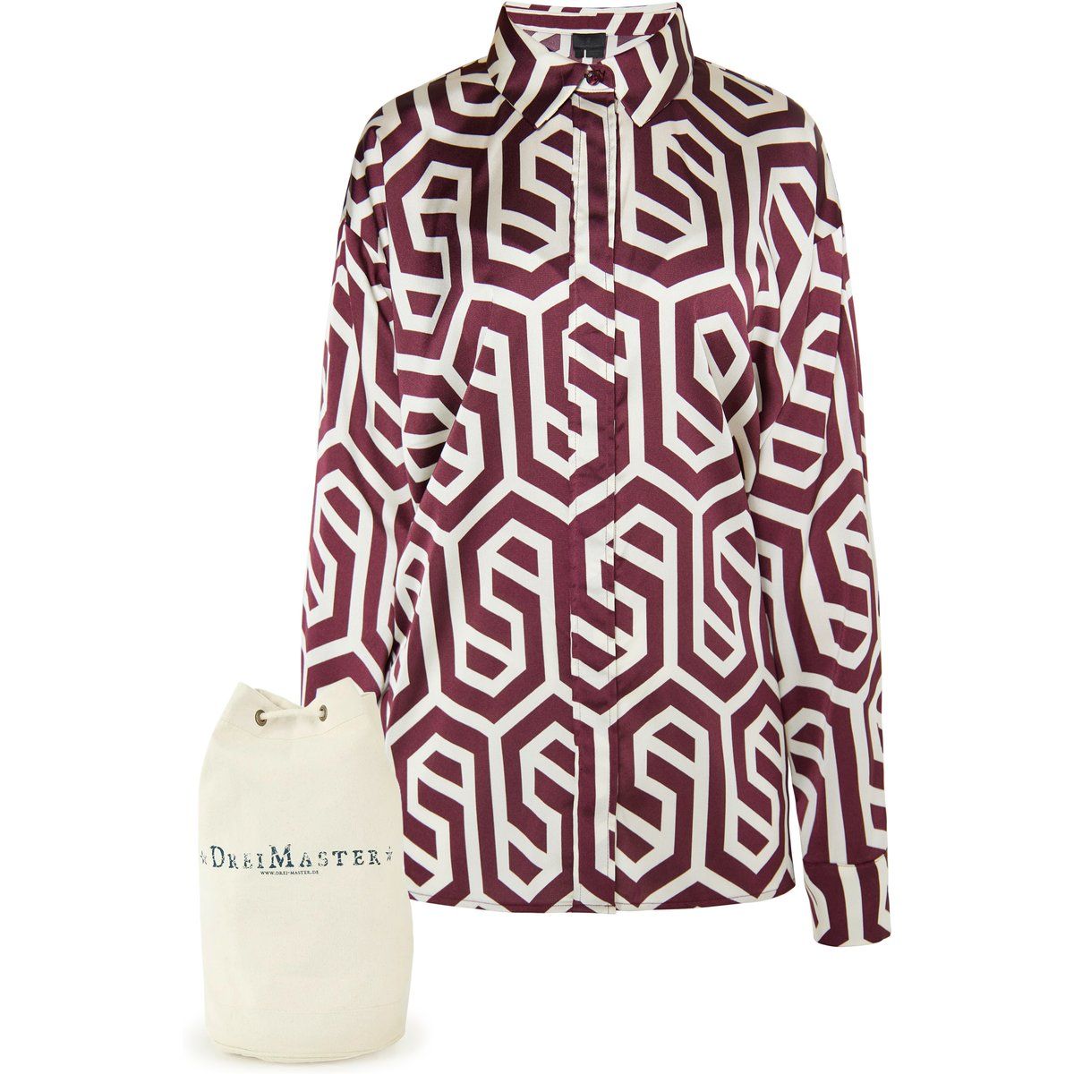 Hemdbluse mit geometrischem Print und Tasche