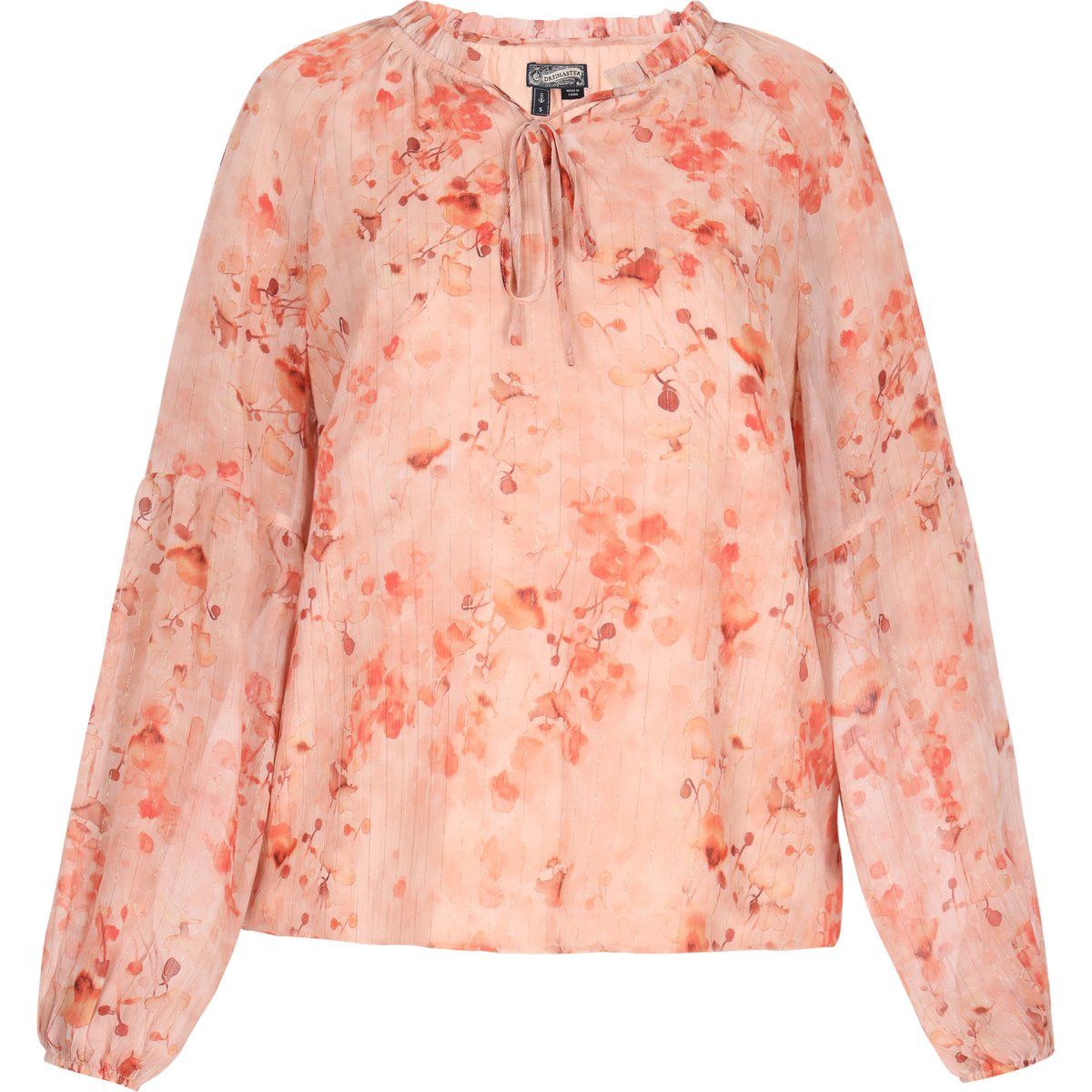 Geblümte Chiffonbluse mit Bindeband