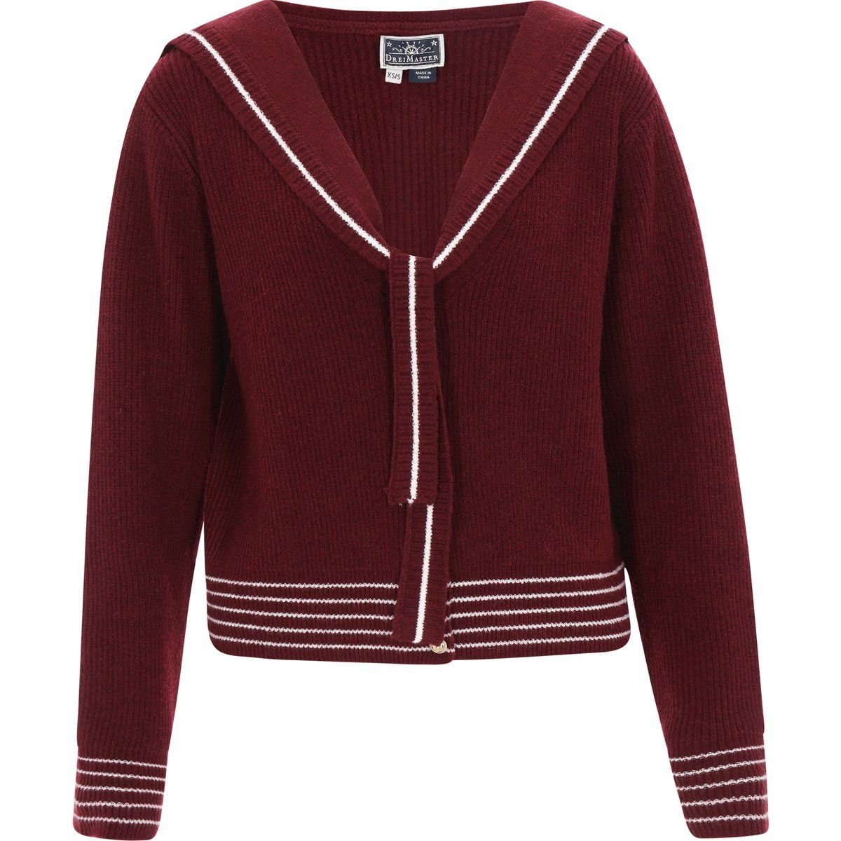 Rib-Strickjacke mit Matrosenkragen