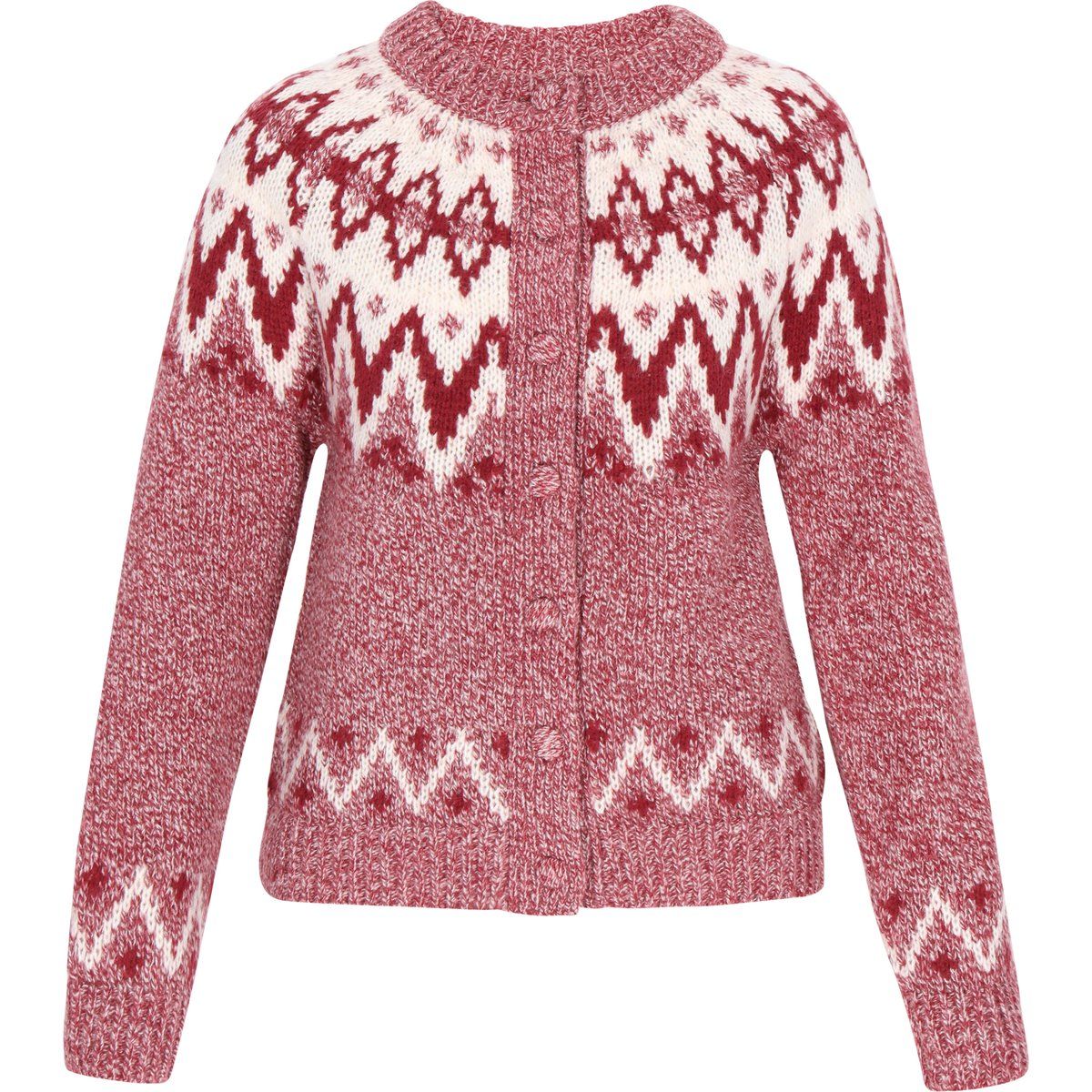 Dreimaster Strickjacke Frauen Burgunder mehrfarbig