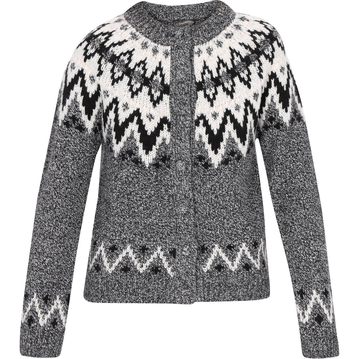 Dreimaster Strickjacke Frauen schwarz mehrfarbig