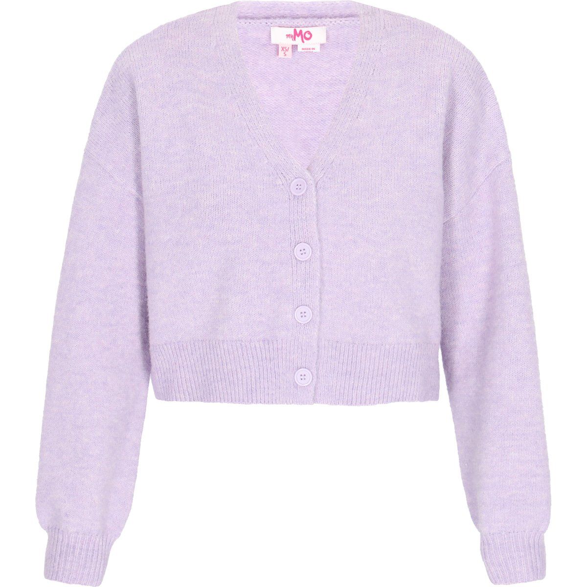 Kurze Strickjacke mit V-Ausschnitt